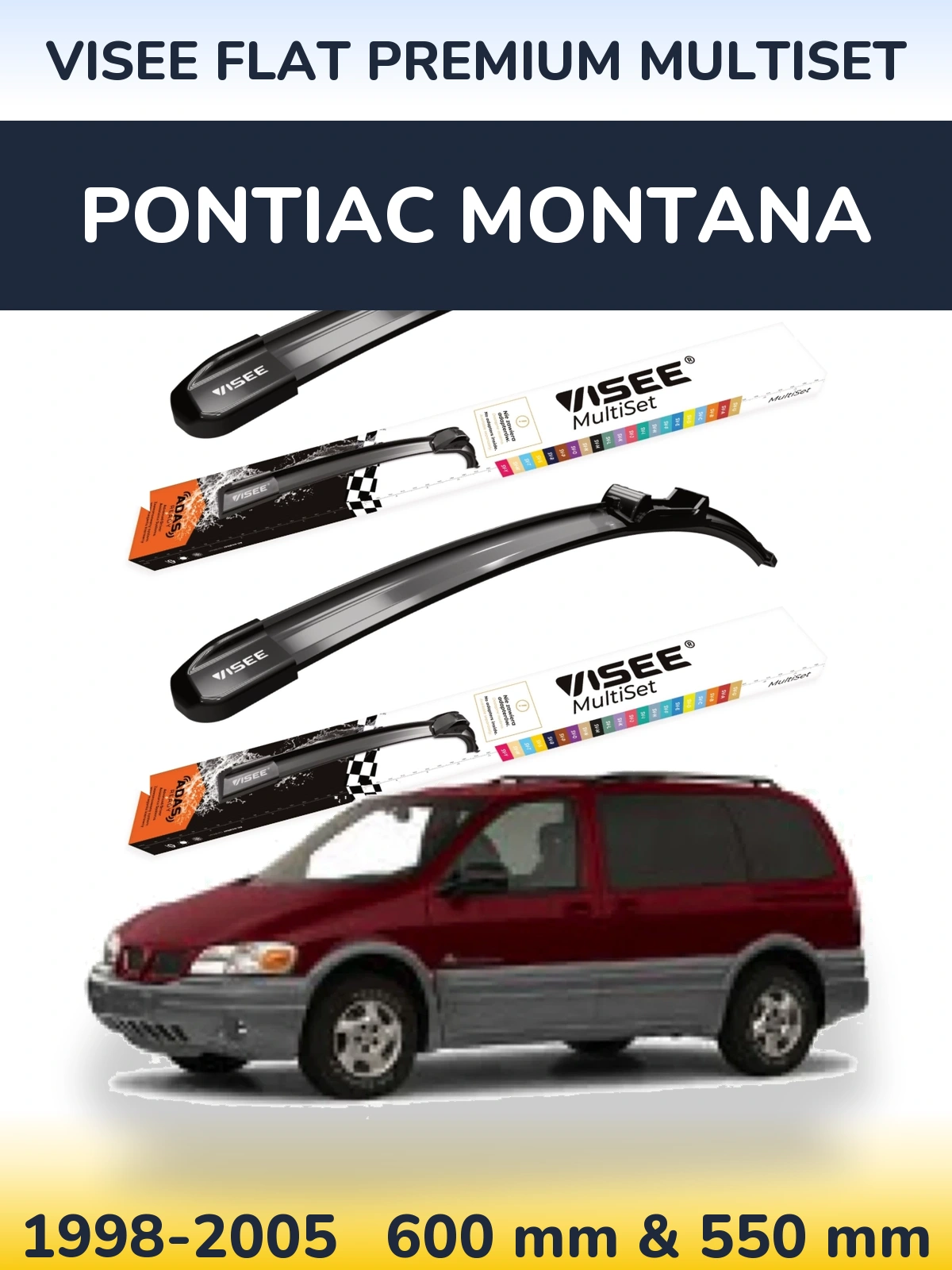 Torkarblad VISEE FLAT PREMIUM MultiSet för Pontiac Montana