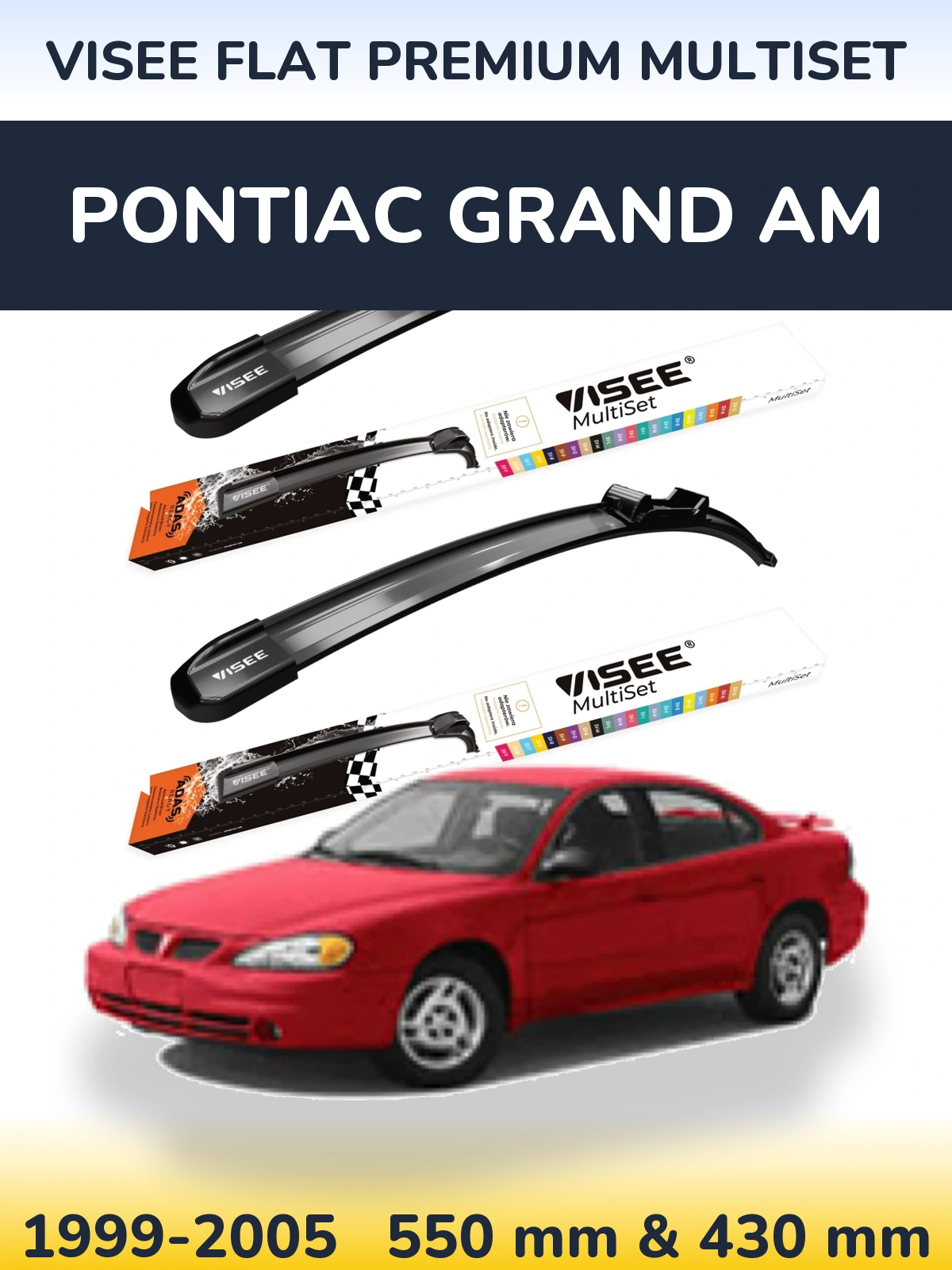 Torkarblad VISEE FLAT PREMIUM MultiSet för Pontiac Grand AM