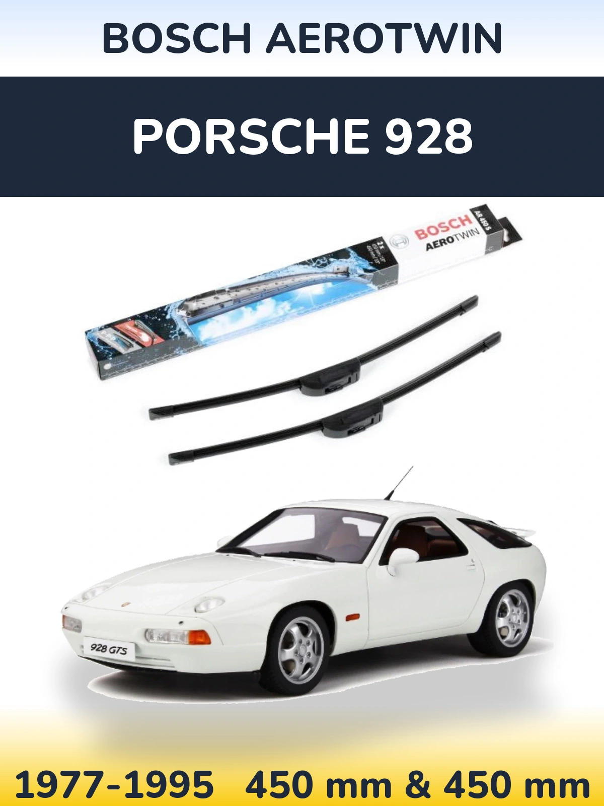 Комплект передних дворников BOSCH AeroTwin 450 & 450 мм для Porsche 928 1977-1995