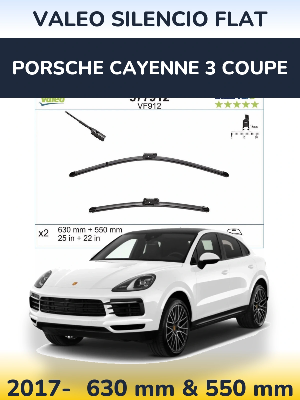 Torkarblad Valeo Silencio Flat för Porsche Cayenne 3 Coupe