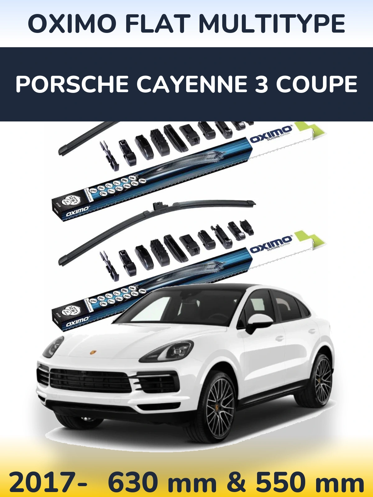 Front wiper blade set Oximo Flat MultiTypee 600 & 550 mm for Porsche Cayenne 3 Coupe 2017-2026