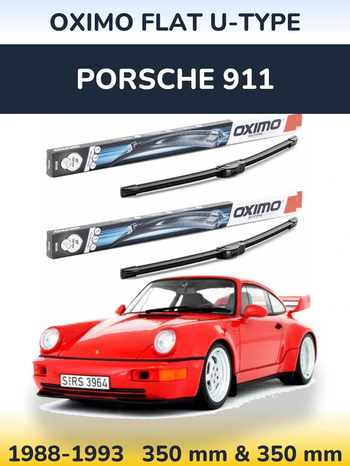 Комплект передніх щіток Oximo Flat U-type 350 & 350 мм для Porsche 911 1988-1993