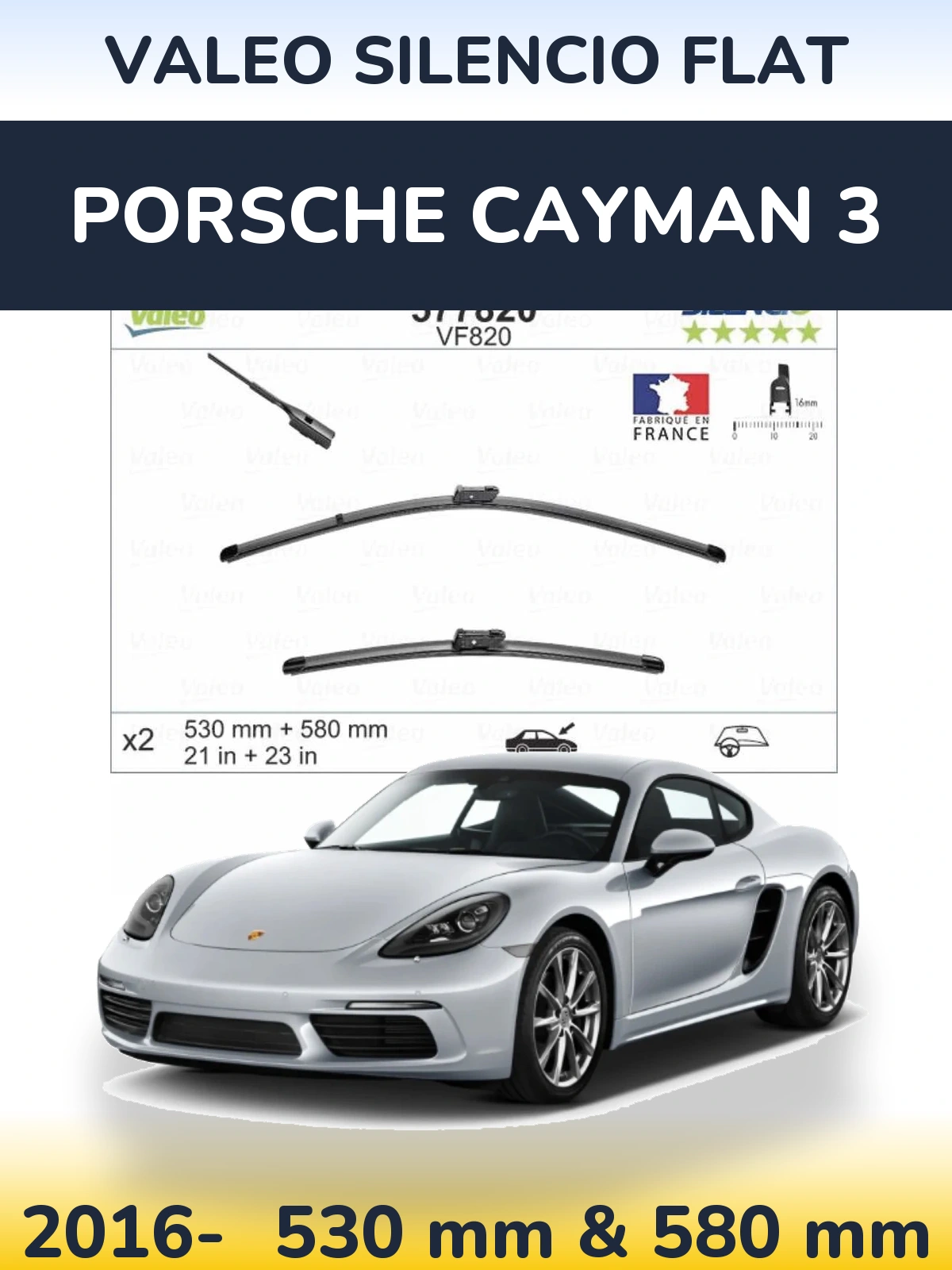 Torkarblad Valeo Silencio Flat för Porsche Cayman 3