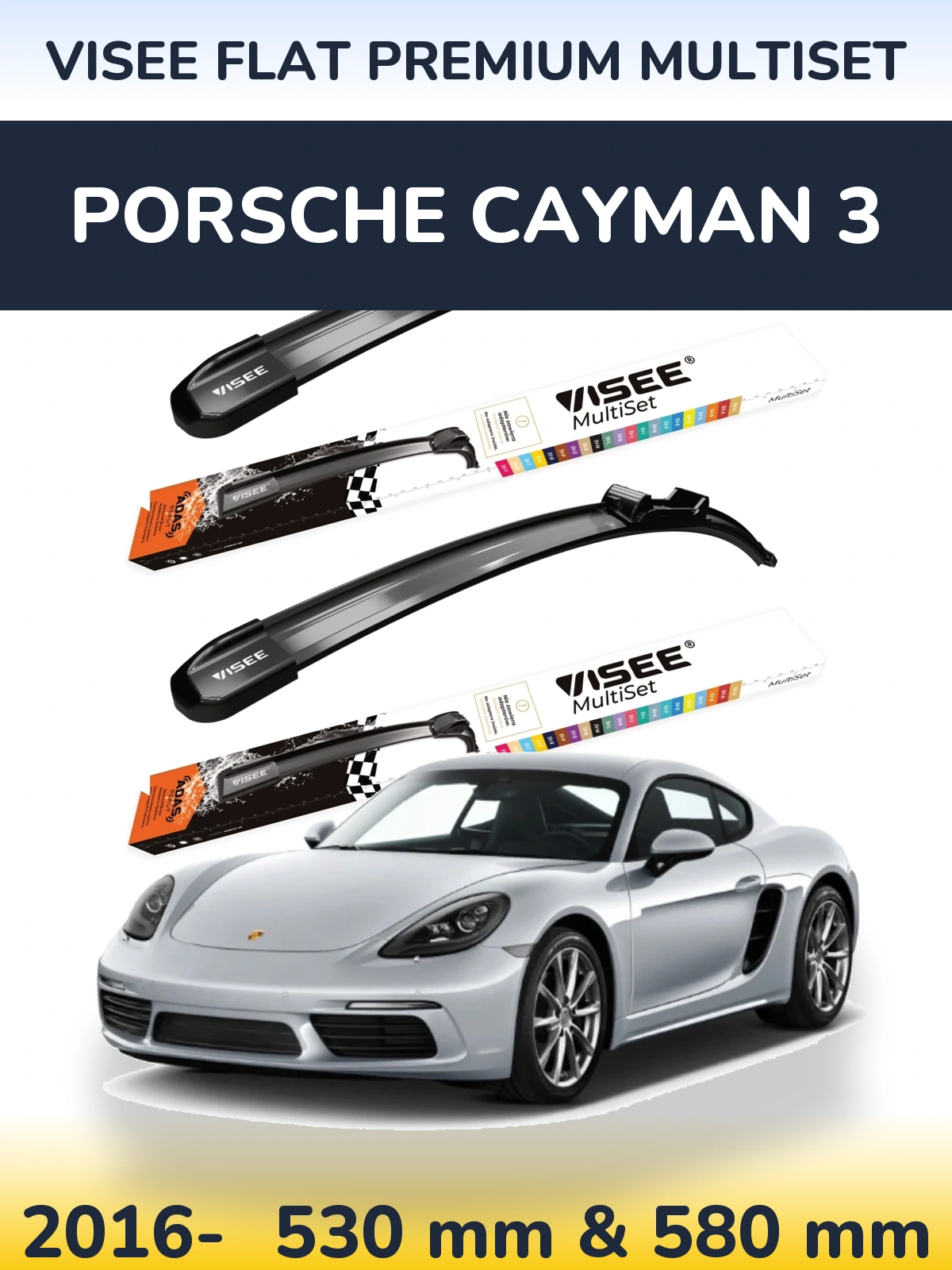 Torkarblad VISEE FLAT PREMIUM MultiSet för Porsche Cayman 3