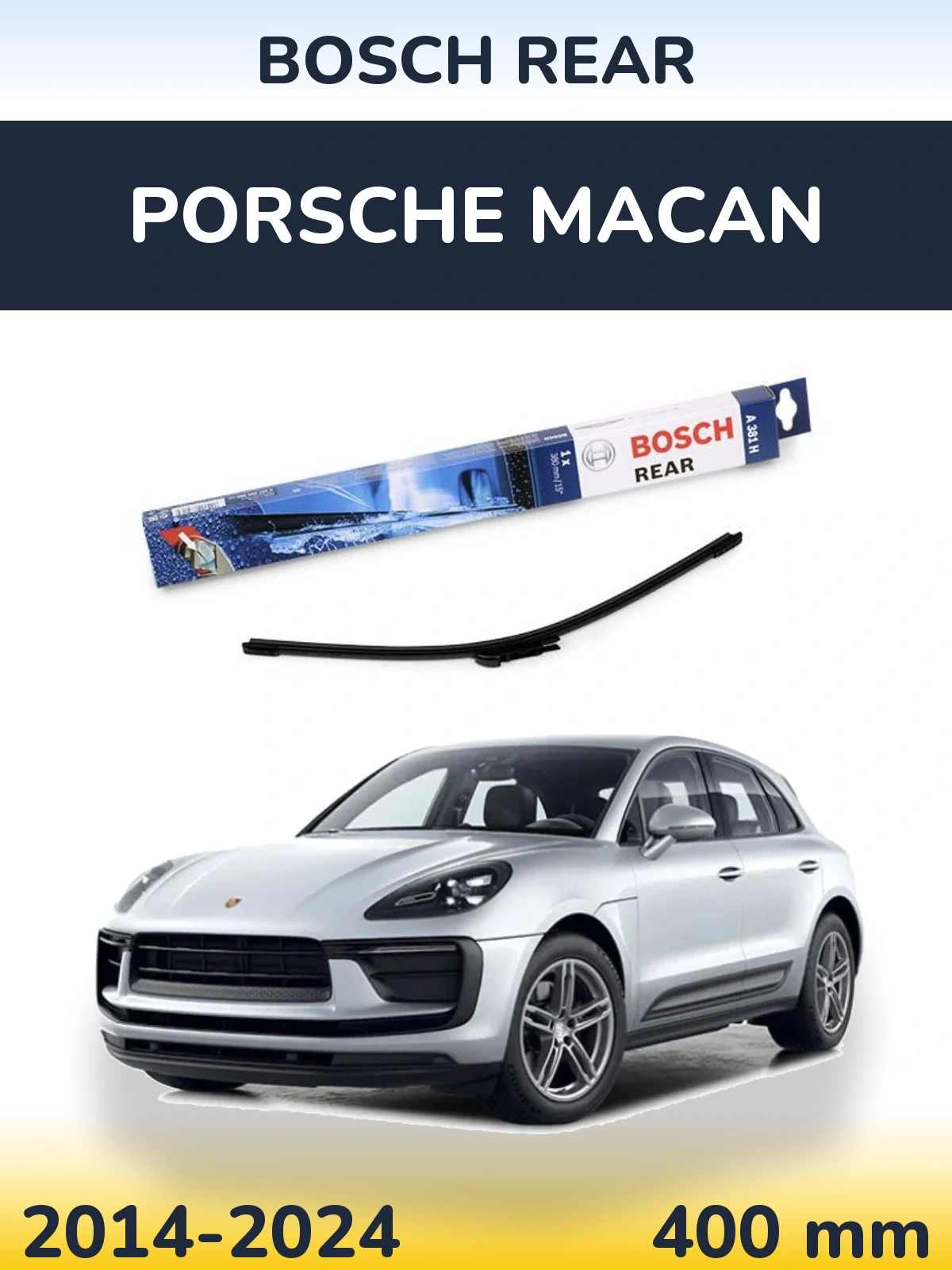 Rear wiper blade BOSCH Rear 380 mm for Porsche Macan 2014-2024