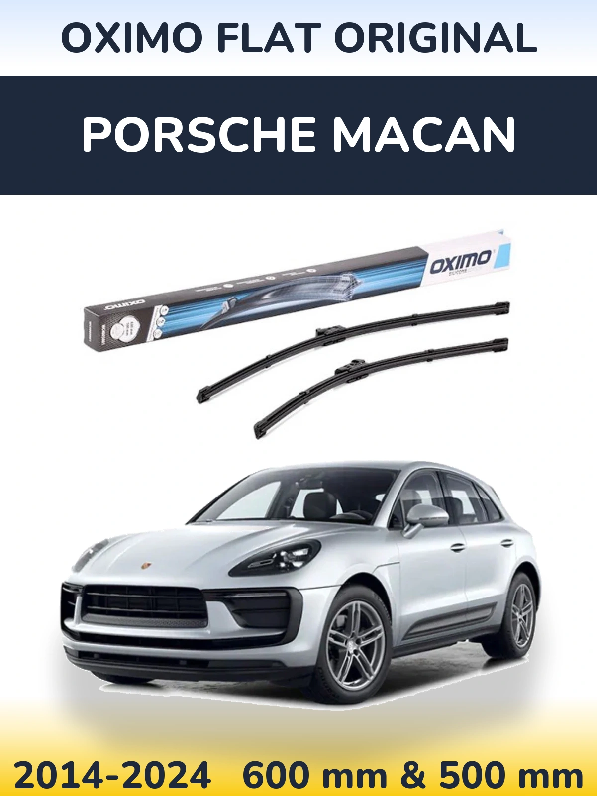 Front wiper blade set Oximo Flat Original 600 & 500 mm for Porsche Macan 2014-2024