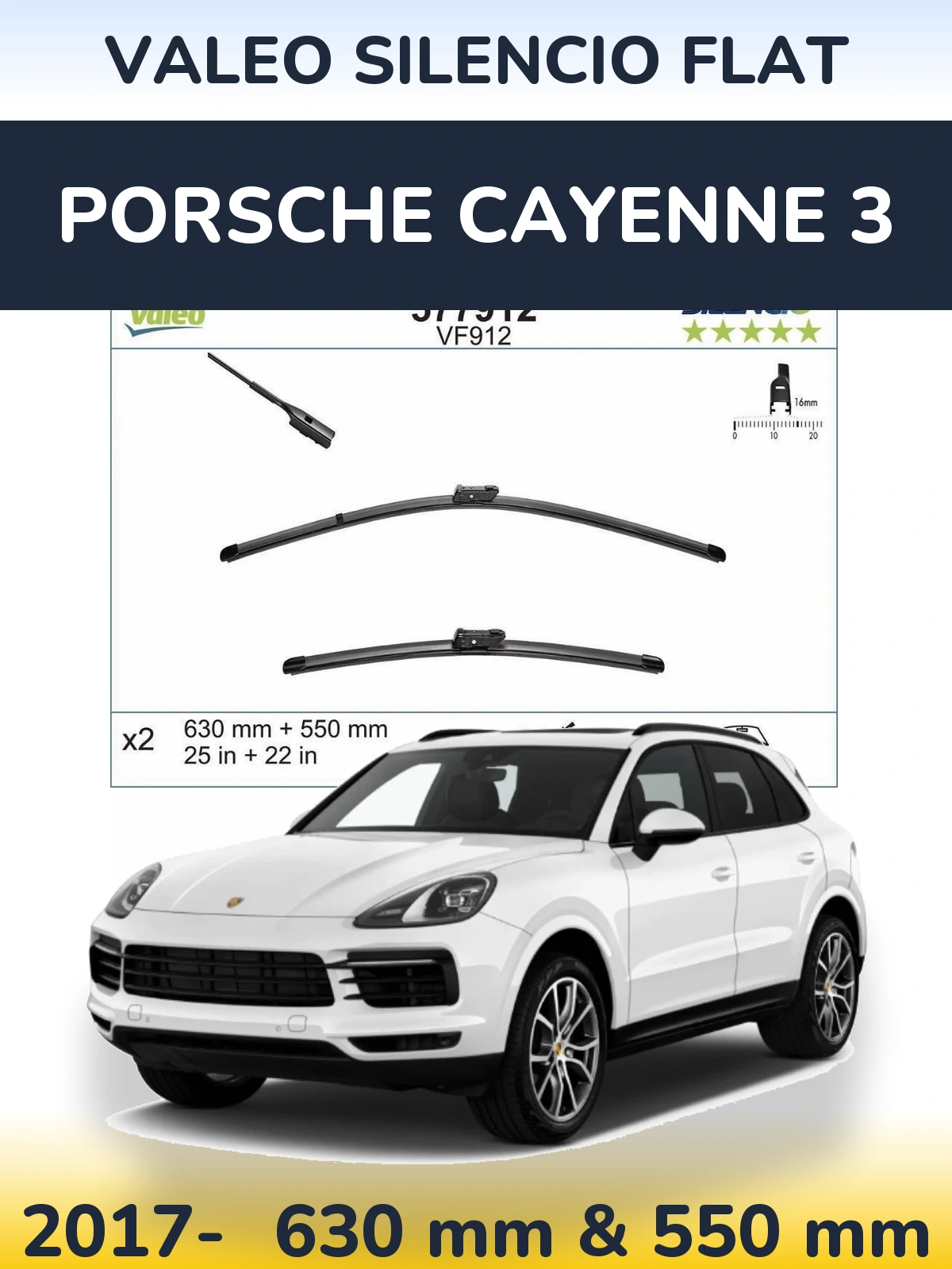 Torkarblad Valeo Silencio Flat för Porsche Cayenne 3