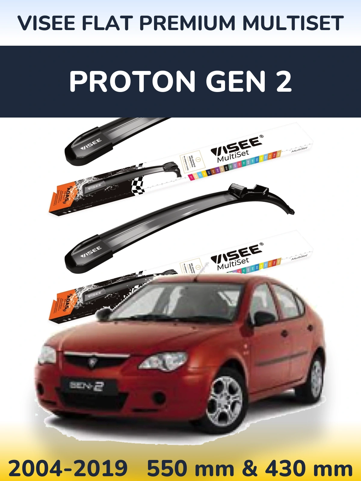 Torkarblad VISEE FLAT PREMIUM MultiSet för Proton Gen 2