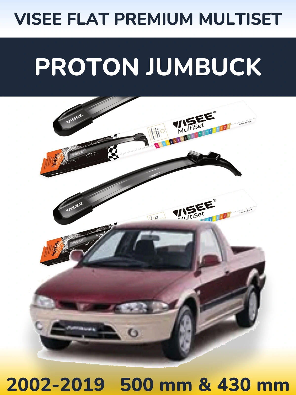 Torkarblad VISEE FLAT PREMIUM MultiSet för Proton Jumbuck