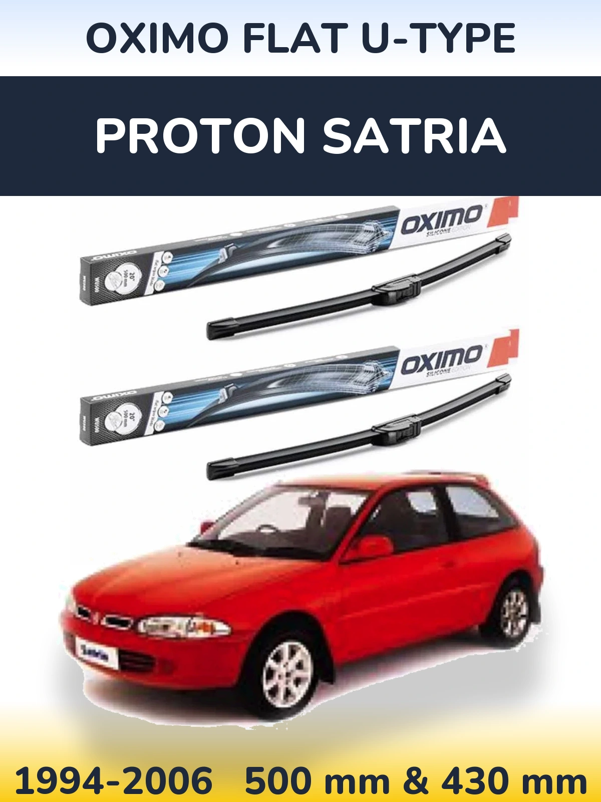 Комплект передніх щіток Oximo Flat U-type 500 & 430 мм для Proton Satria 1994-2006