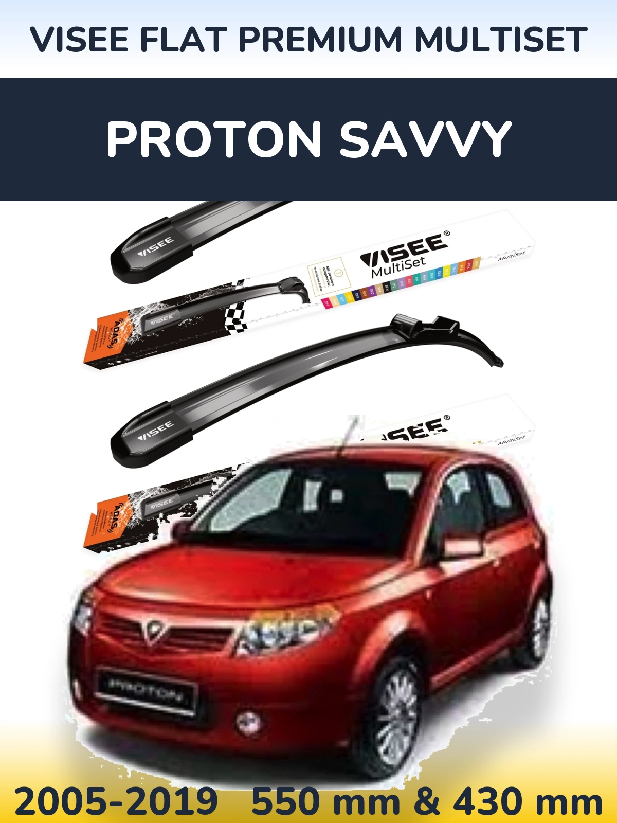 Torkarblad VISEE FLAT PREMIUM MultiSet för Proton Savvy