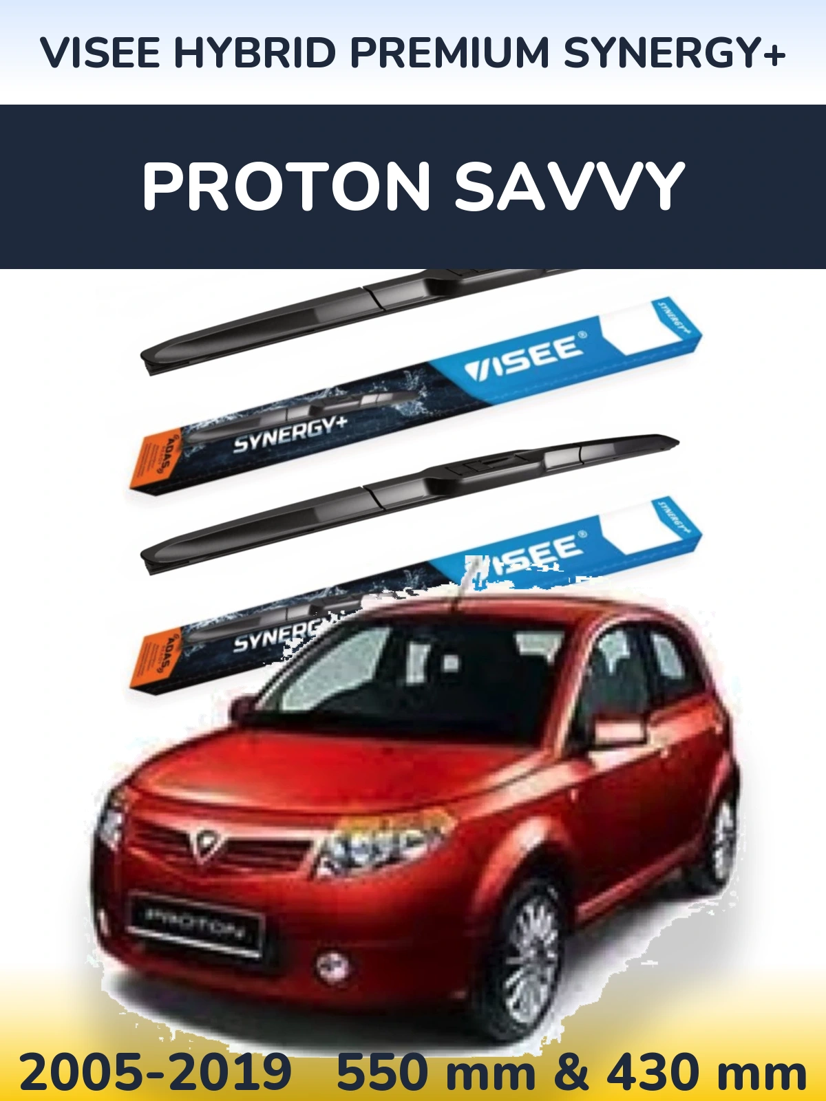 Torkarblad VISEE HYBRID PREMIUM SYNERGY+ för Proton Savvy