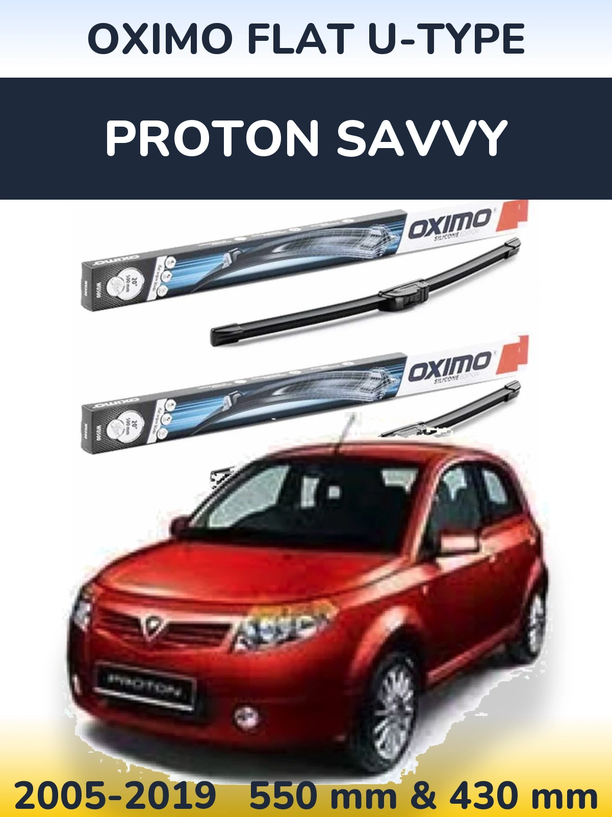 Torkarblad Oximo Flat U-type för Proton Savvy