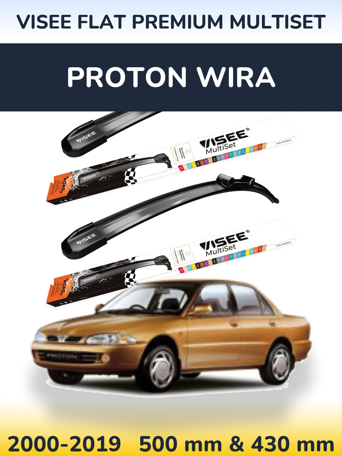 Torkarblad VISEE FLAT PREMIUM MultiSet för Proton Wira