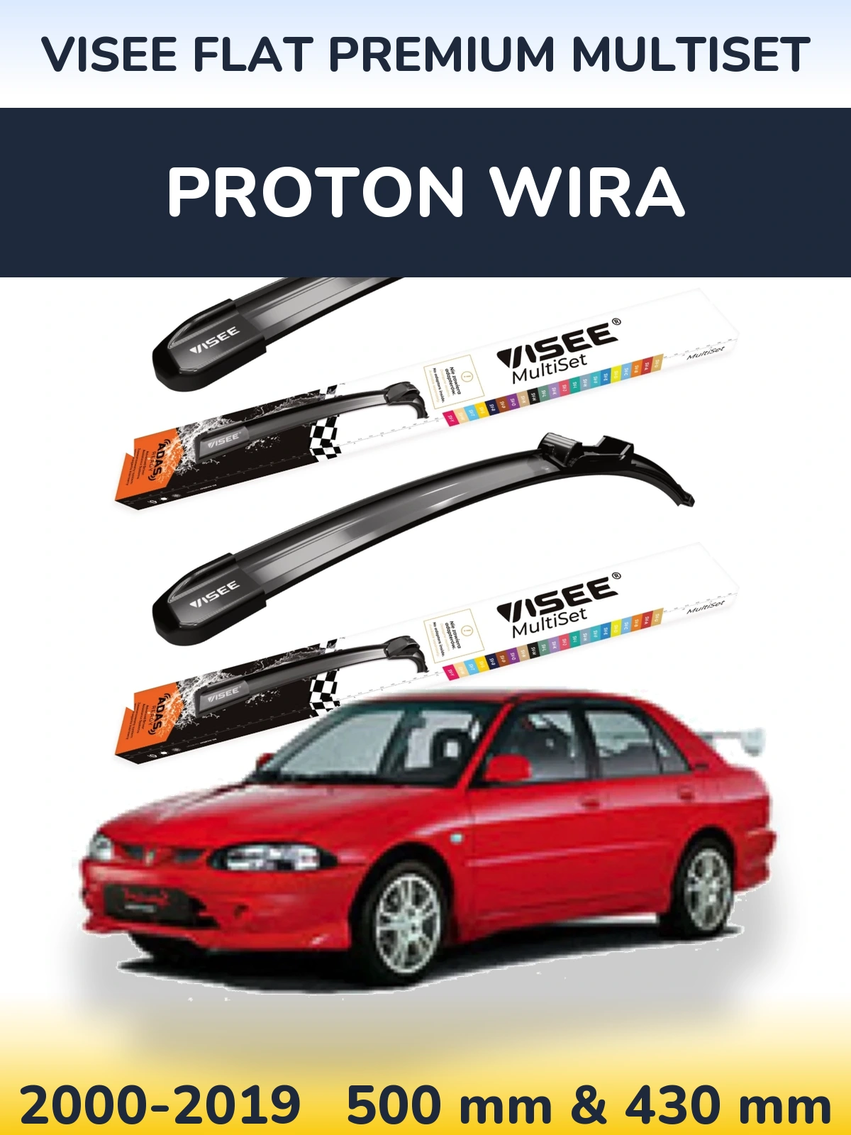 Torkarblad VISEE FLAT PREMIUM MultiSet för Proton Wira