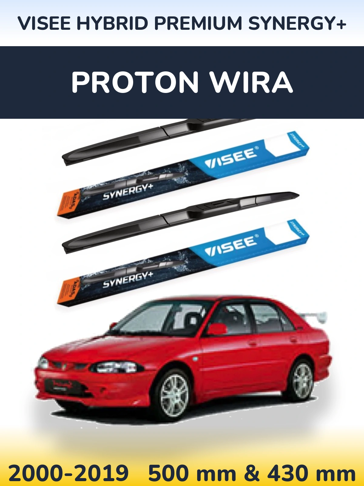 Torkarblad VISEE HYBRID PREMIUM SYNERGY+ för Proton Wira