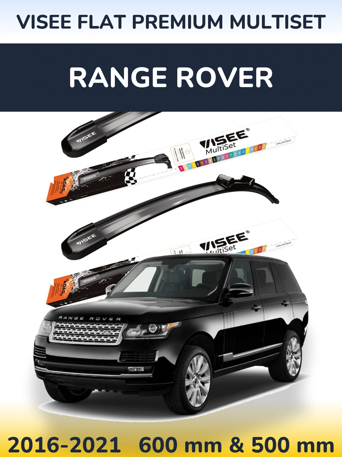 Комплект передних дворников VISEE FLAT PREMIUM MultiSet 600 & 500 мм для Range Rover  2016-2021