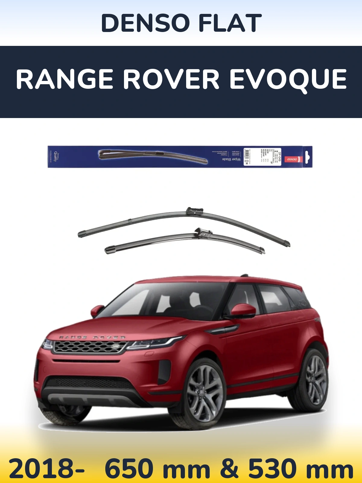 Комплект передніх щіток Denso Flat 640 & 520 мм для Range Rover Evoque 2018-2026