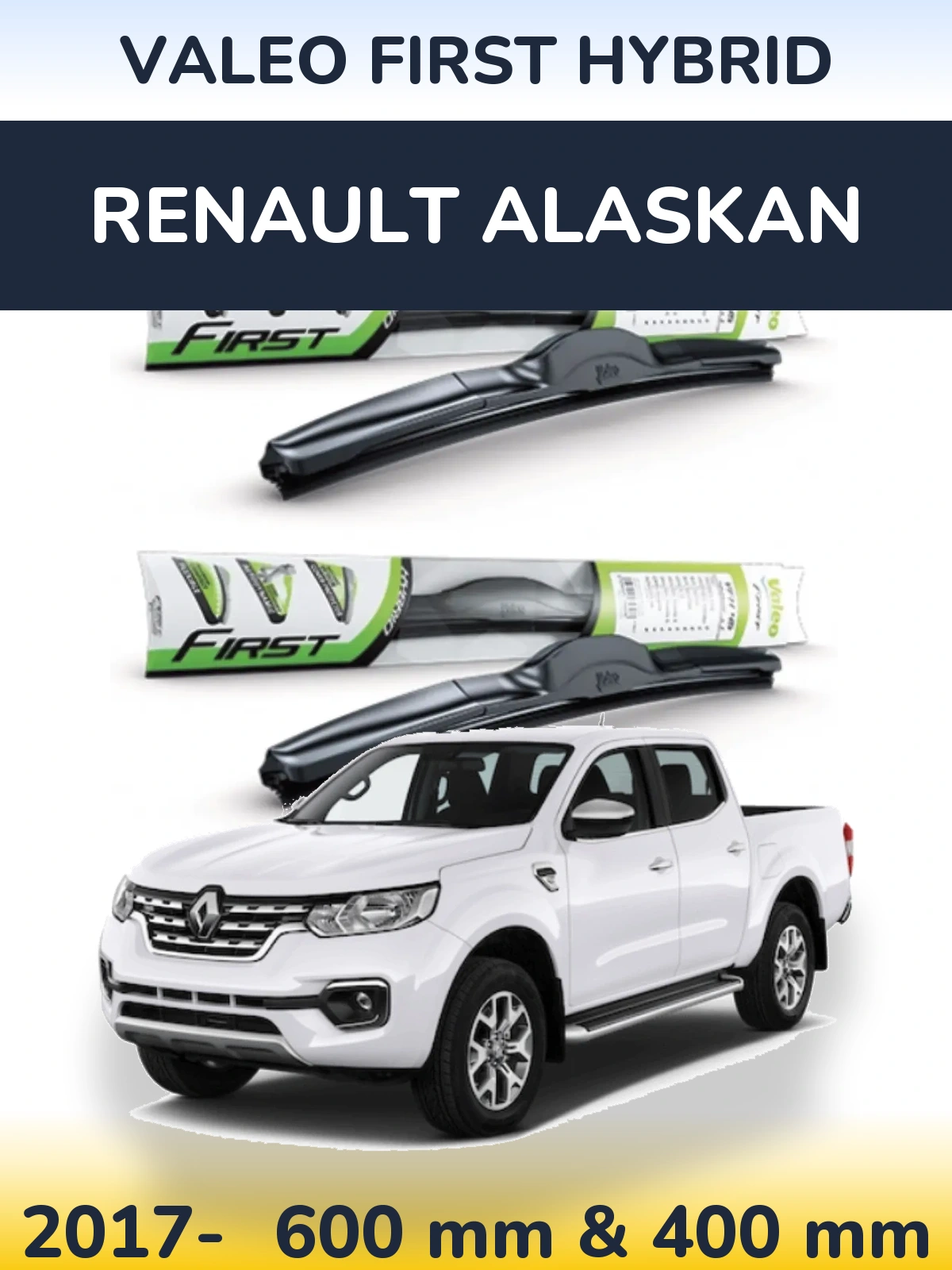 Комплект передних дворников Valeo First Hybrid 600 & 400 мм для Renault Alaskan 2017-2026