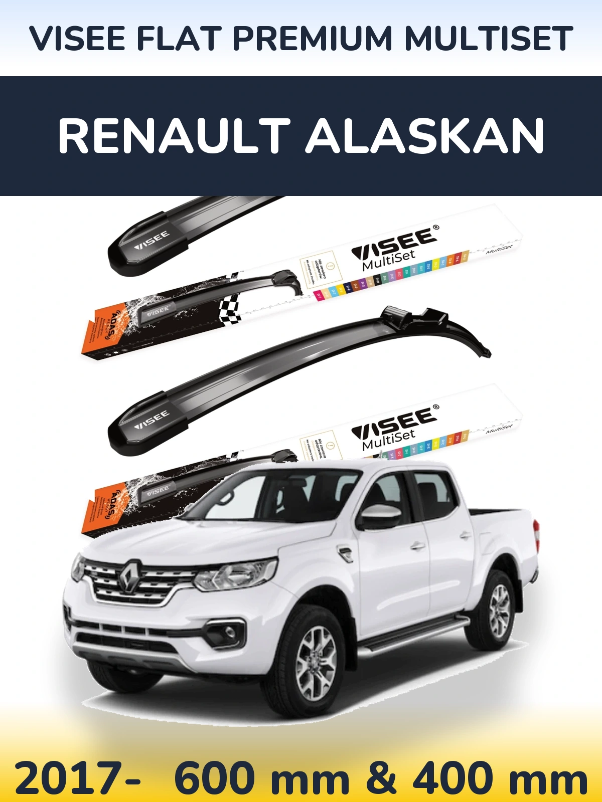 Torkarblad VISEE FLAT PREMIUM MultiSet för Renault Alaskan