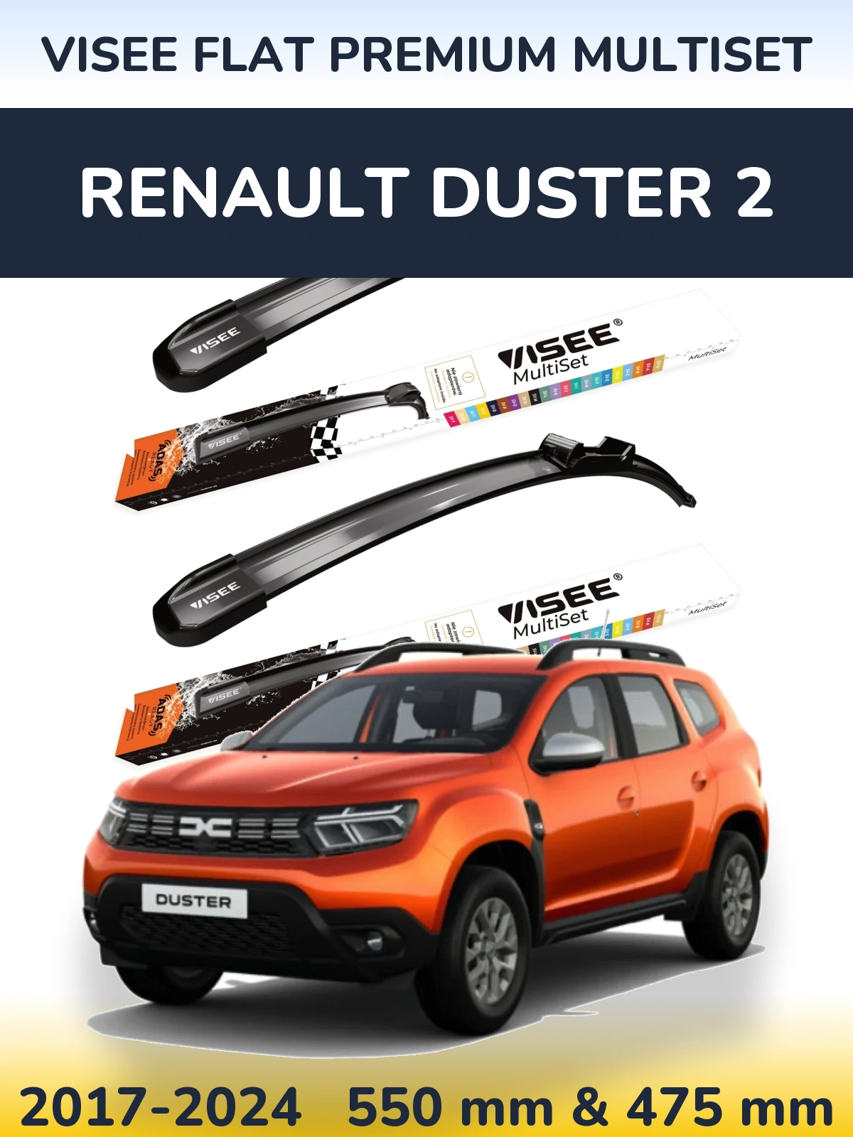 Torkarblad VISEE FLAT PREMIUM MultiSet för Renault Duster 2