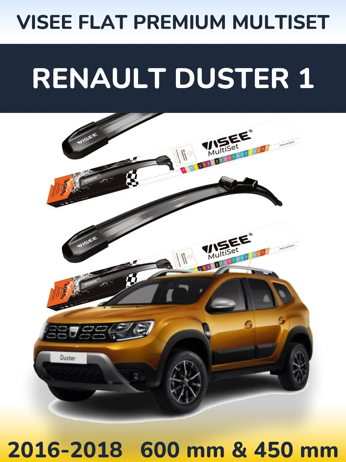 Torkarblad VISEE FLAT PREMIUM MultiSet för Renault Duster 1