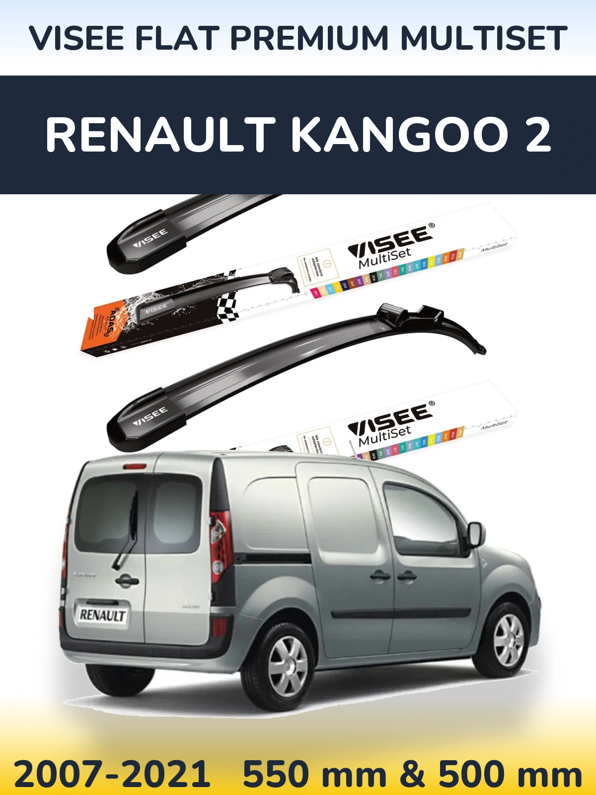 Torkarblad VISEE FLAT PREMIUM MultiSet för Renault Kangoo 2