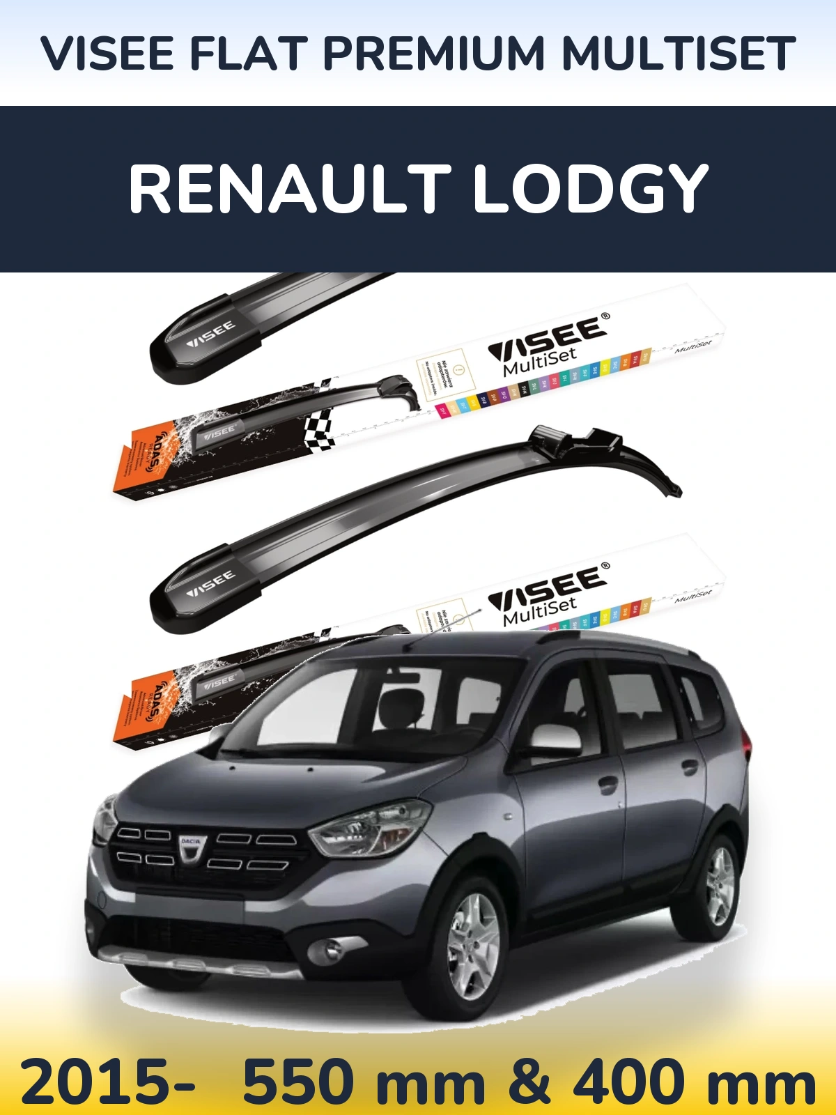 Torkarblad VISEE FLAT PREMIUM MultiSet för Renault Lodgy