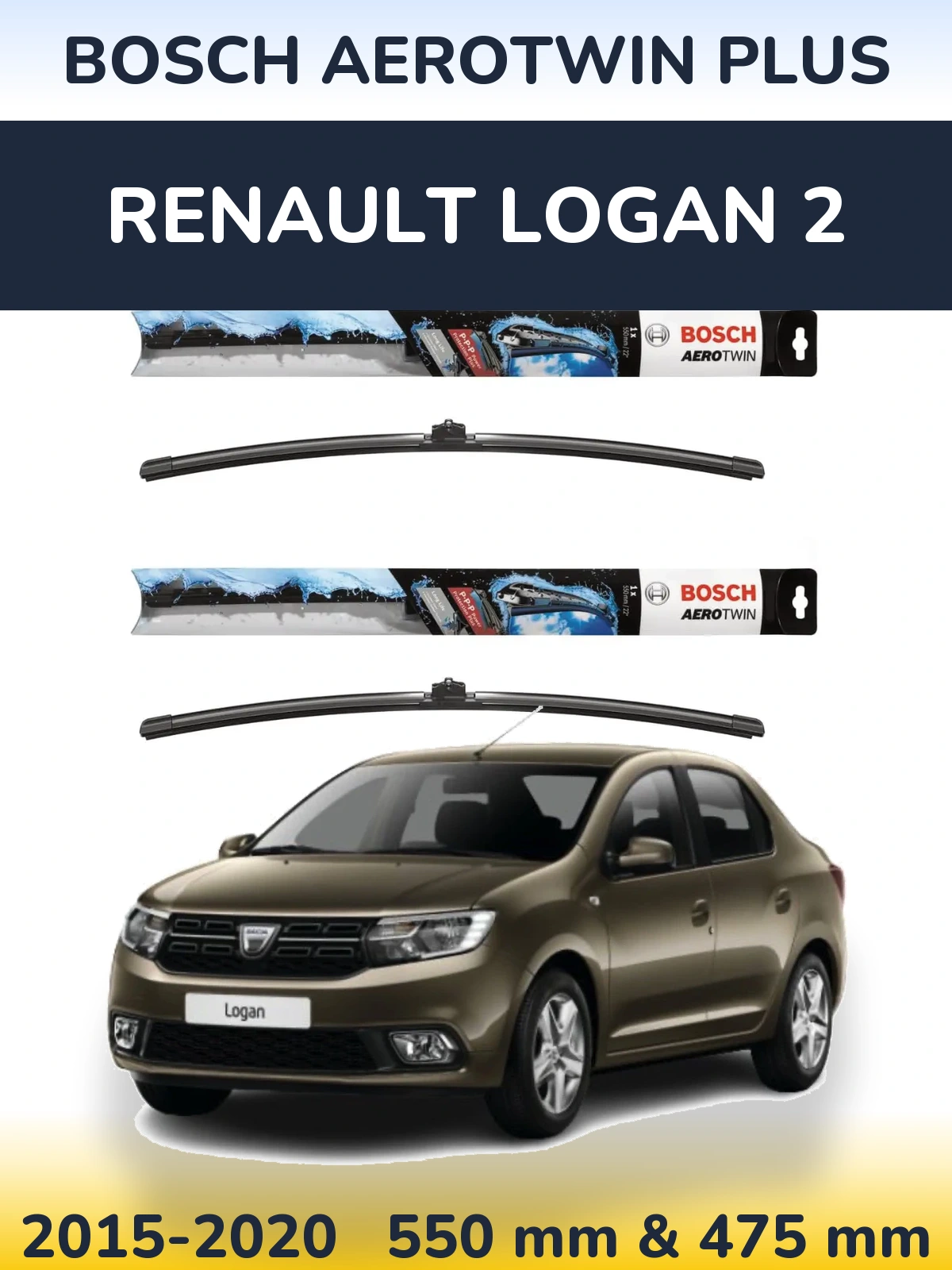 Torkarblad BOSCH AeroTwin Plus för Renault Logan 2