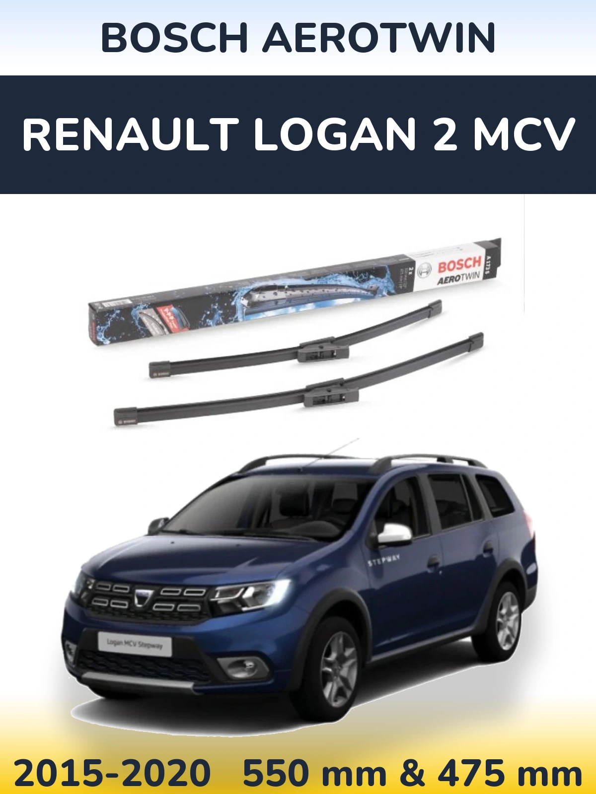 Torkarblad BOSCH AeroTwin för Renault Logan 2 MCV