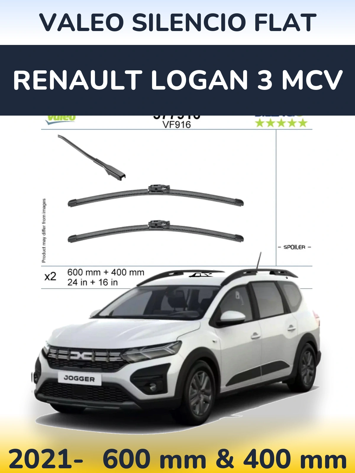 Torkarblad Valeo Silencio Flat för Renault Logan 3 MCV