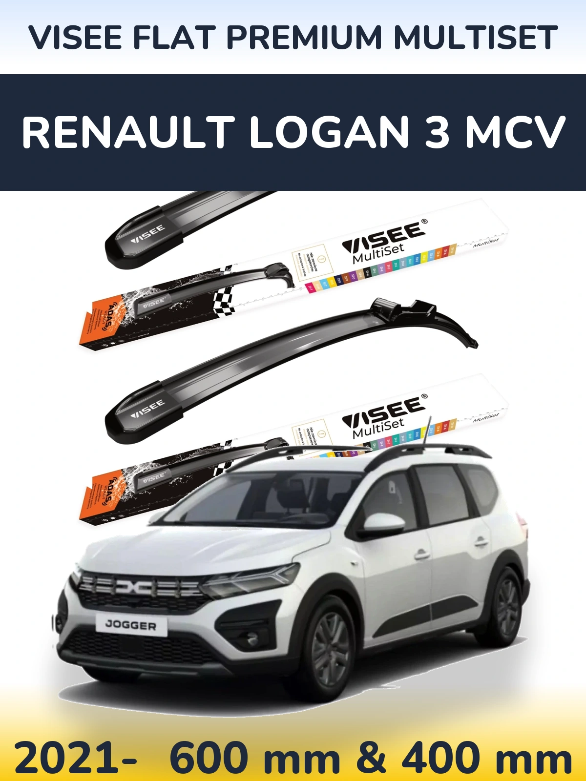 Torkarblad VISEE FLAT PREMIUM MultiSet för Renault Logan 3 MCV
