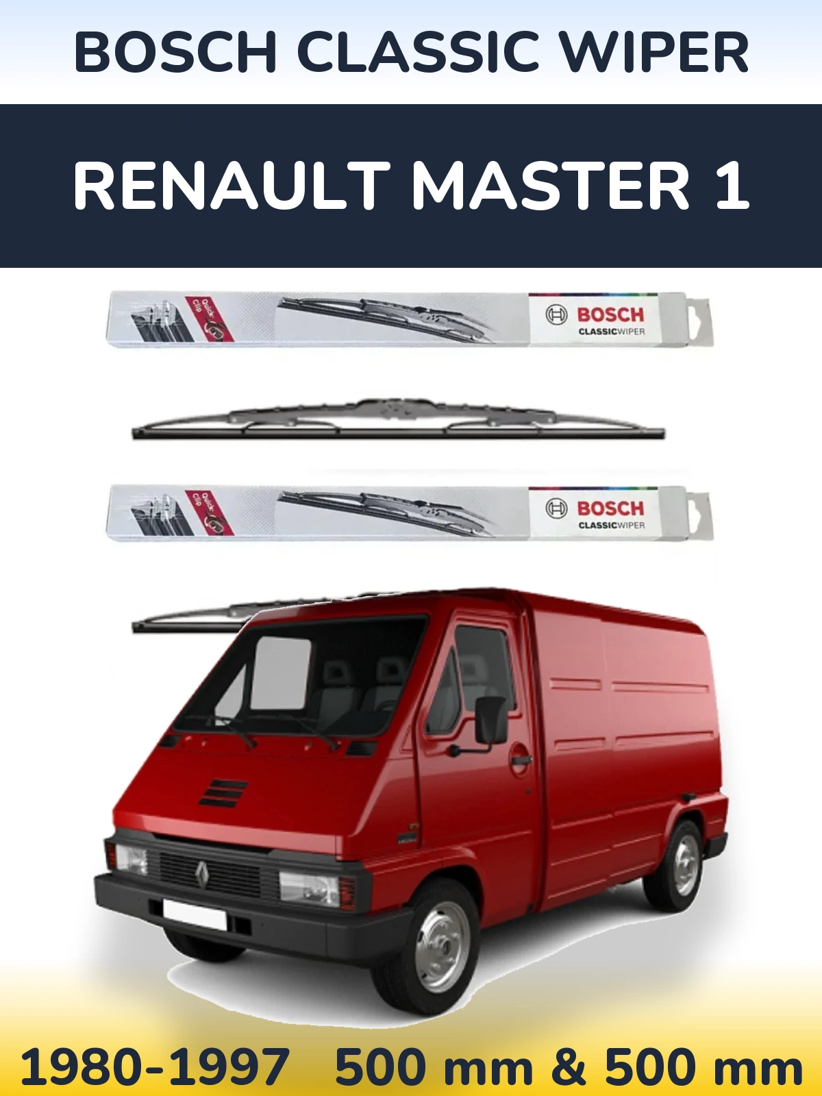 Комплект передніх щіток BOSCH Classic Wiper 500 & 500 мм для Renault Master 1 1980-1997