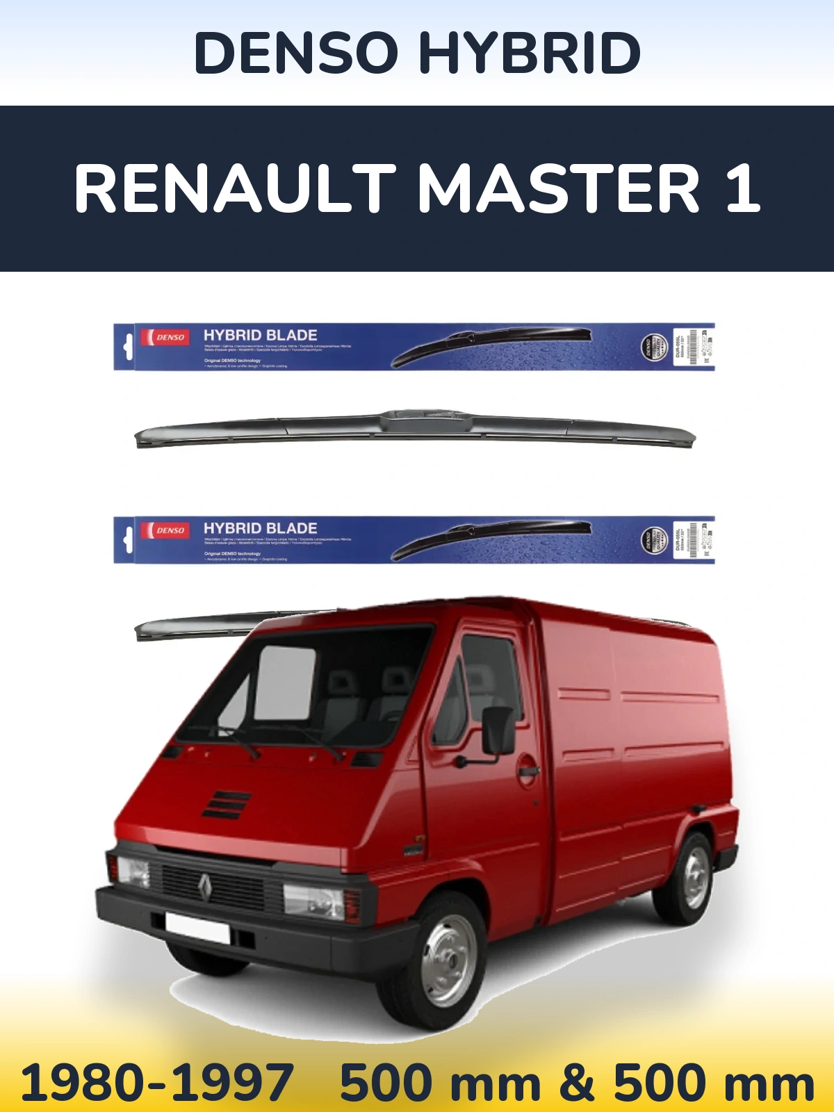 Комплект передніх щіток Denso Hybrid 500 & 500 мм для Renault Master 1 1980-1997