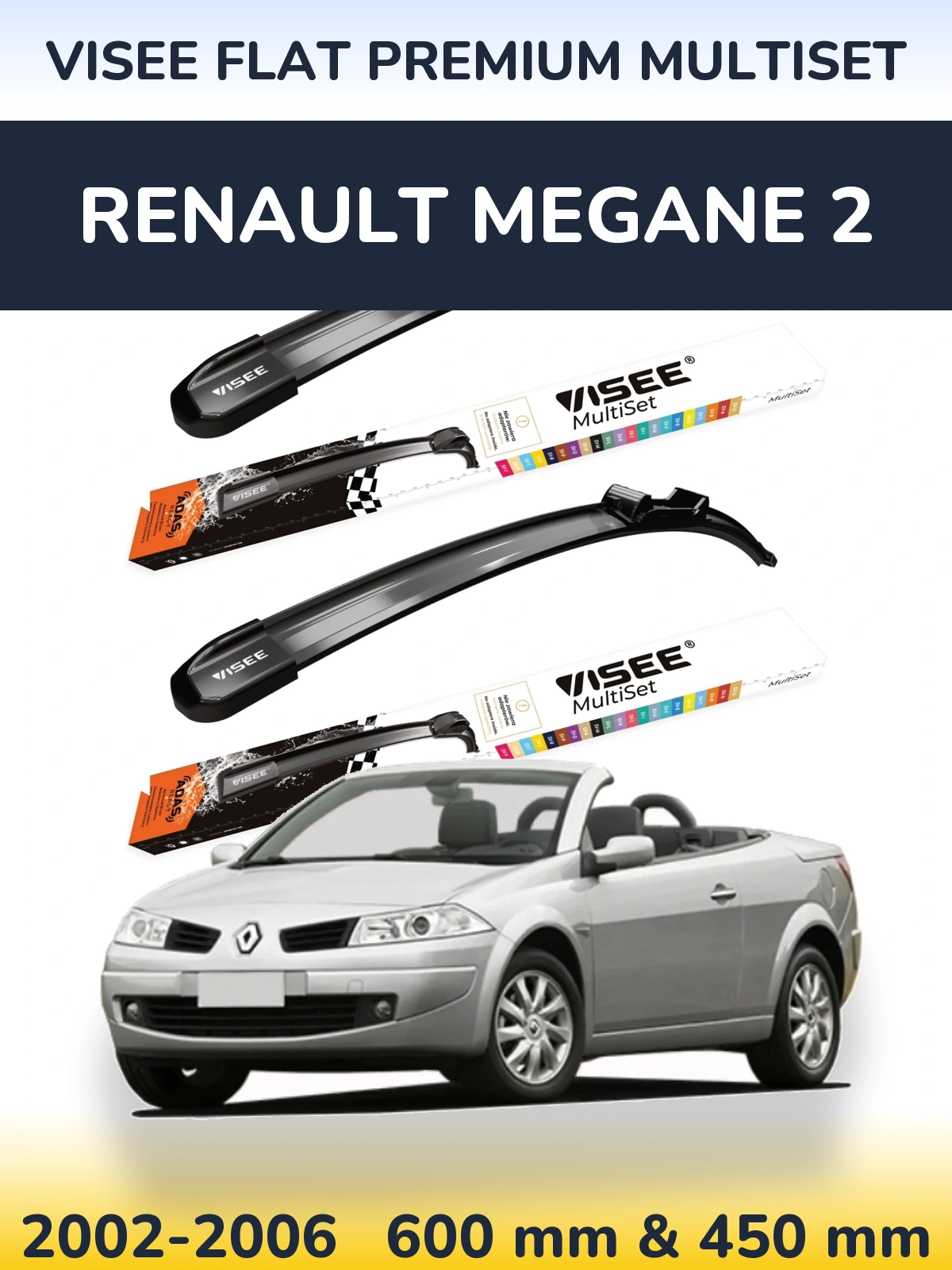Torkarblad VISEE FLAT PREMIUM MultiSet för Renault Megane 2