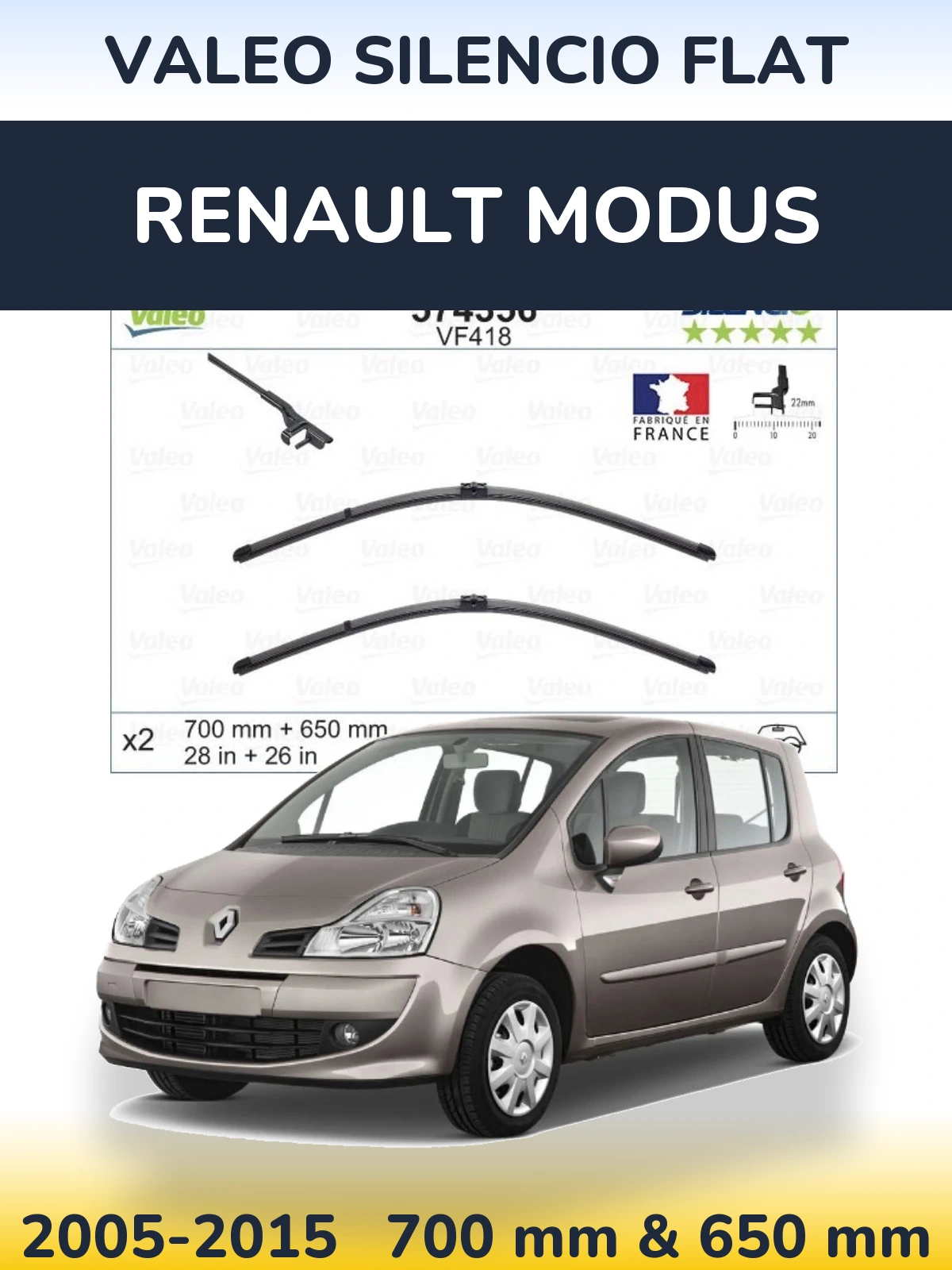 Torkarblad Valeo Silencio Flat för Renault Modus