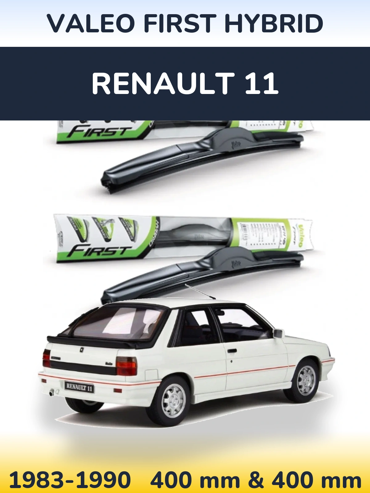Комплект передних дворников Valeo First Hybrid 400 & 400 мм для Renault 11 1983-1990