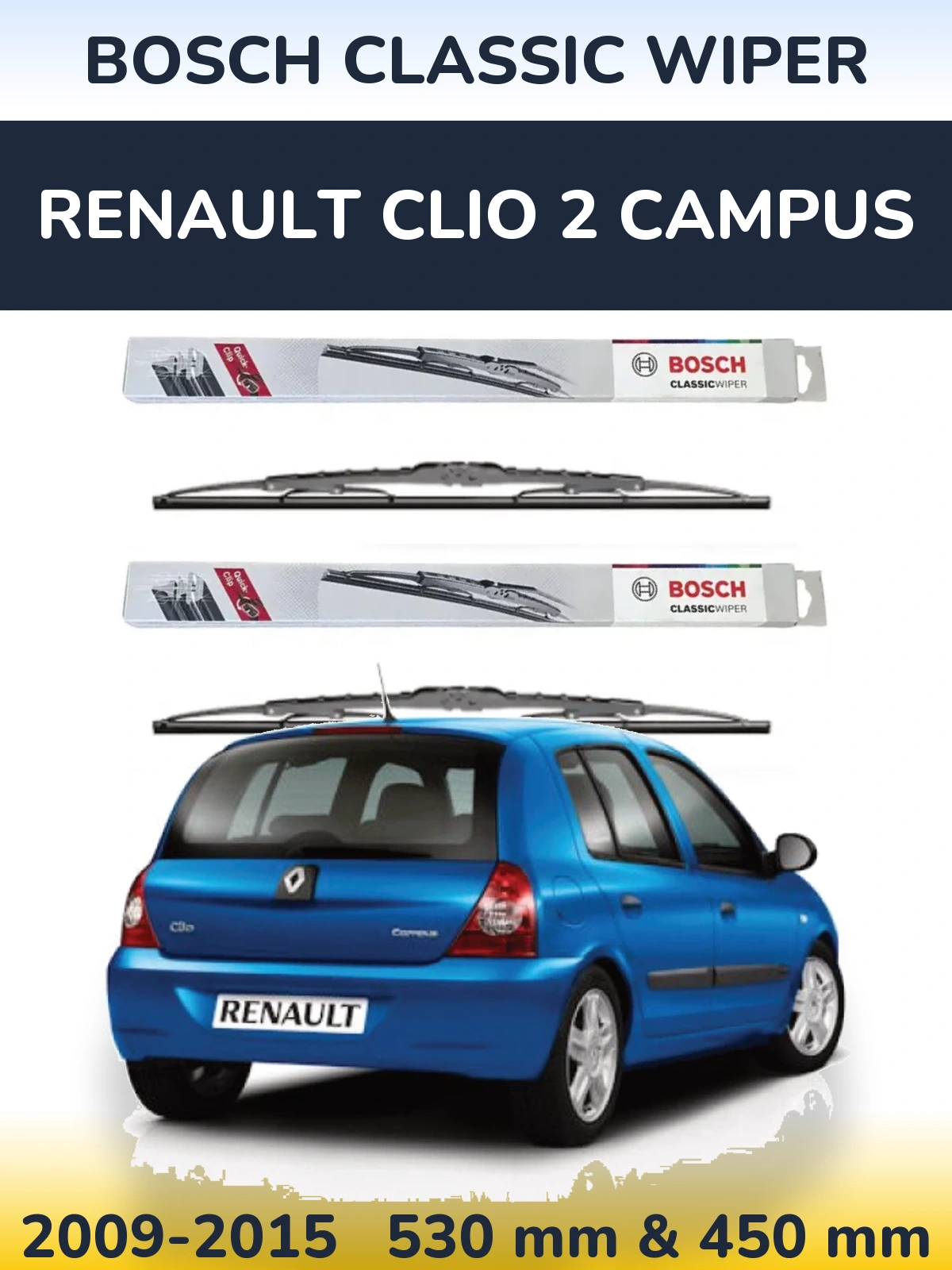 Torkarblad BOSCH Classic Wiper för Renault Clio 2 Campus