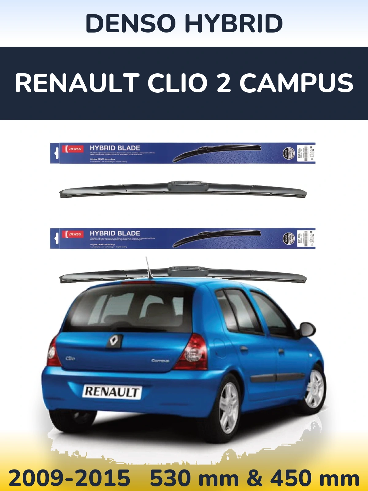 Torkarblad Denso Hybrid för Renault Clio 2 Campus