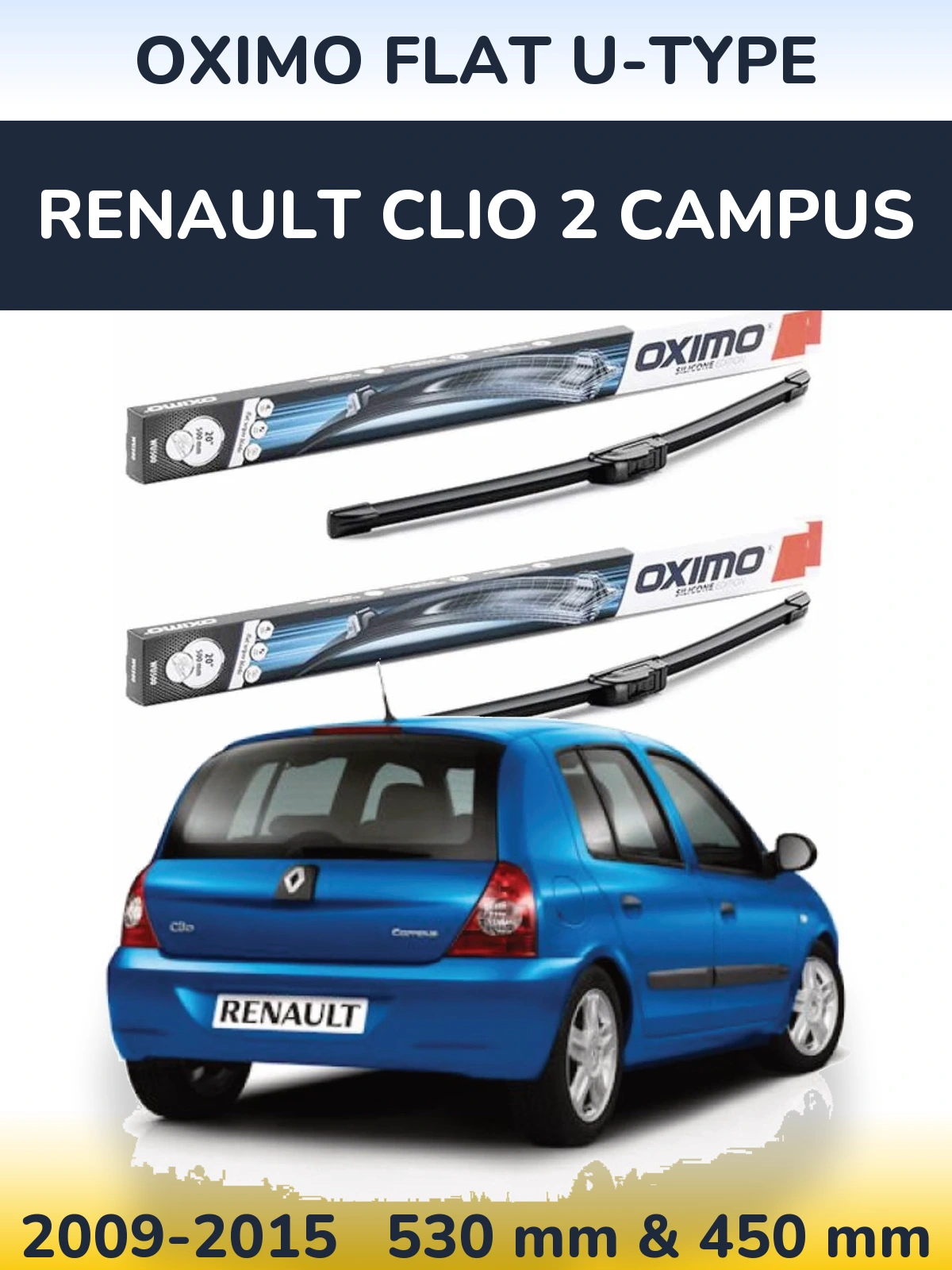 Torkarblad Oximo Flat U-type för Renault Clio 2 Campus
