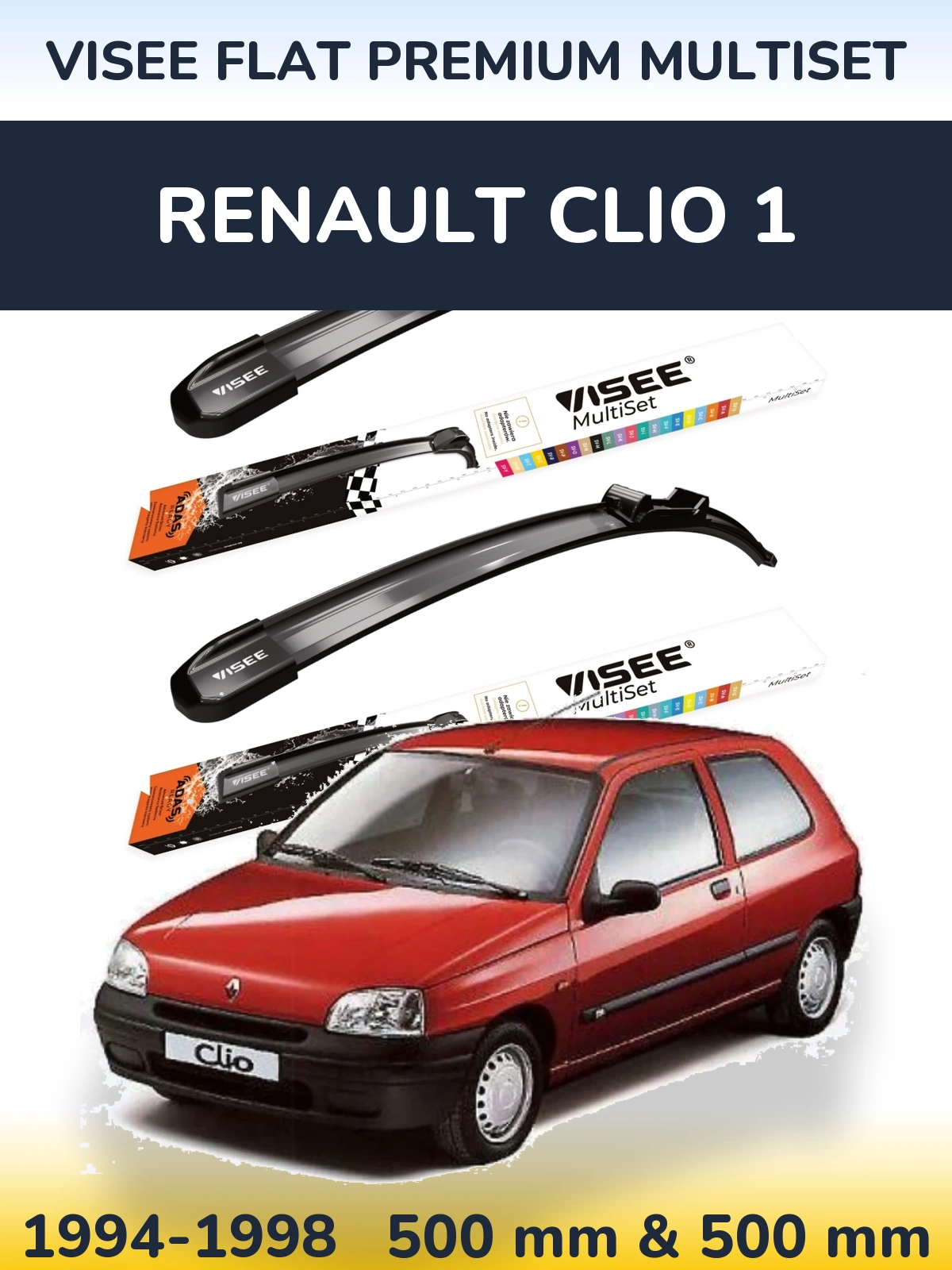 Torkarblad VISEE FLAT PREMIUM MultiSet för Renault Clio 1