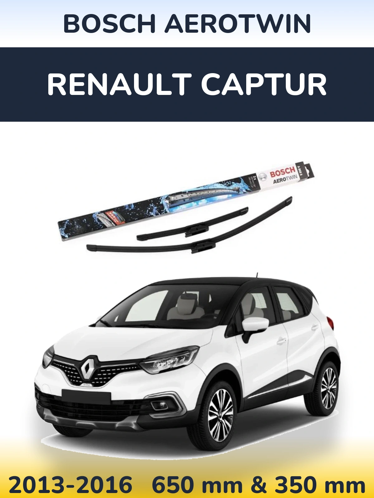 Комплект передніх щіток BOSCH AeroTwin 650 & 350 мм для Renault Captur 2013-2016