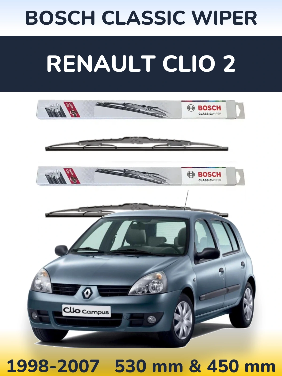 Torkarblad BOSCH Classic Wiper för Renault Clio 2