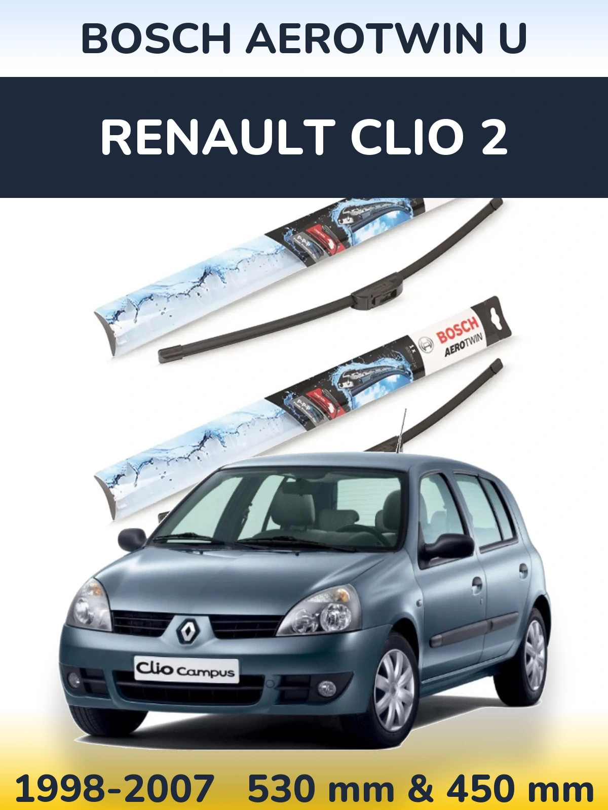 Torkarblad BOSCH AeroTwin U för Renault Clio 2