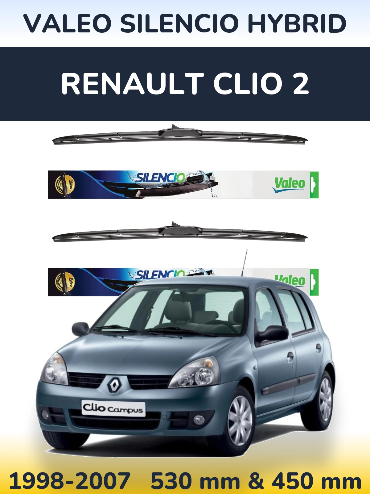 Torkarblad Valeo Silencio Hybrid för Renault Clio 2