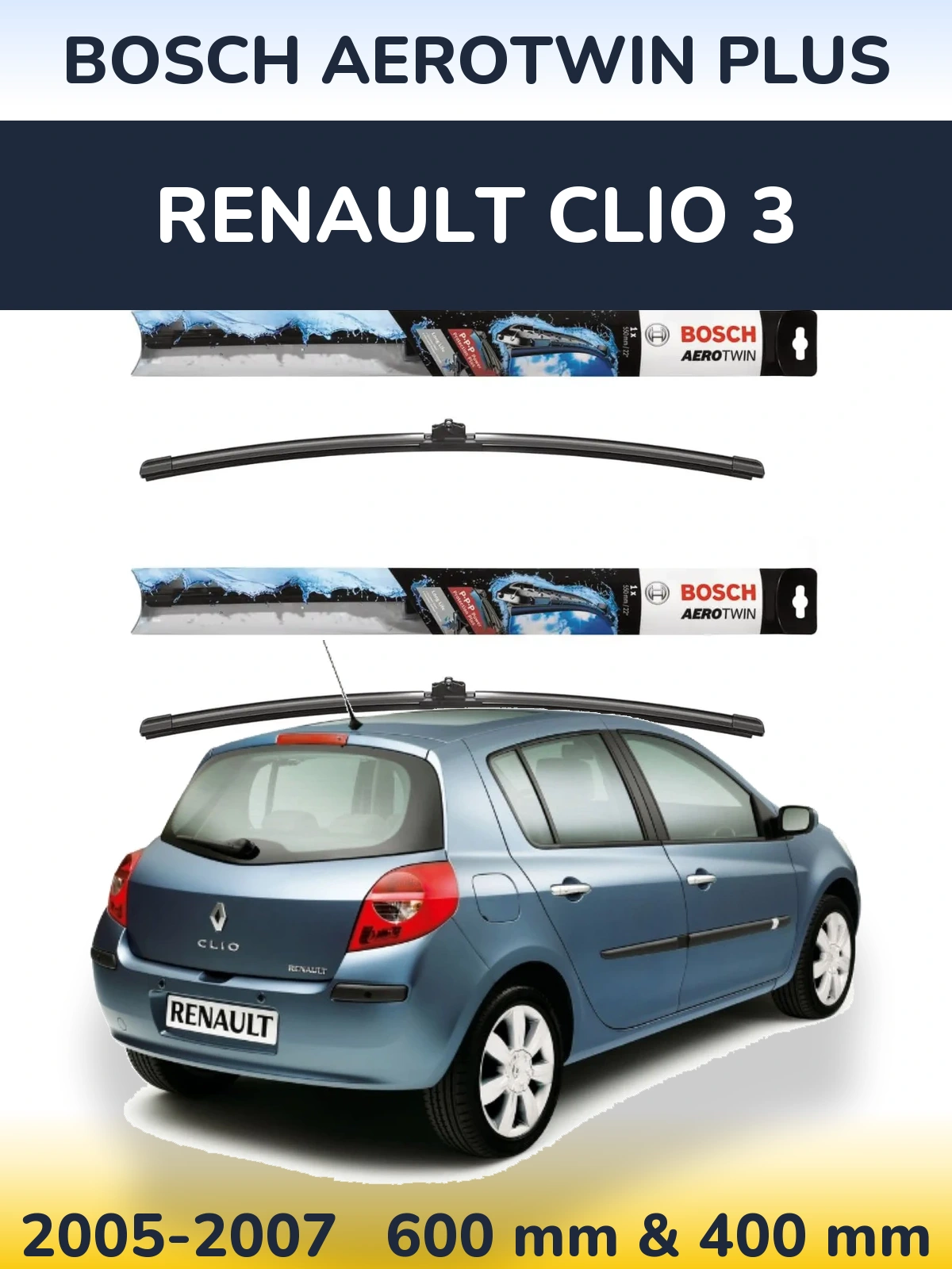Torkarblad BOSCH AeroTwin Plus för Renault Clio 3