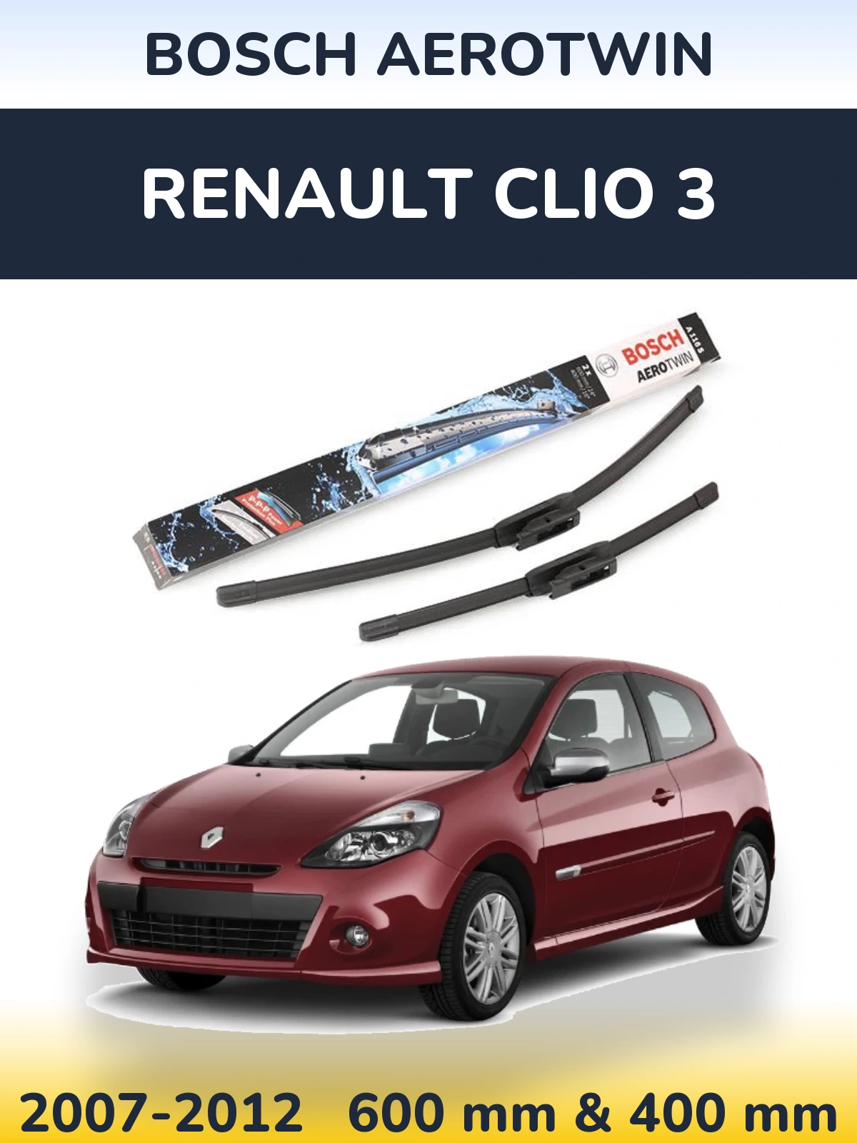 Torkarblad BOSCH AeroTwin för Renault Clio 3