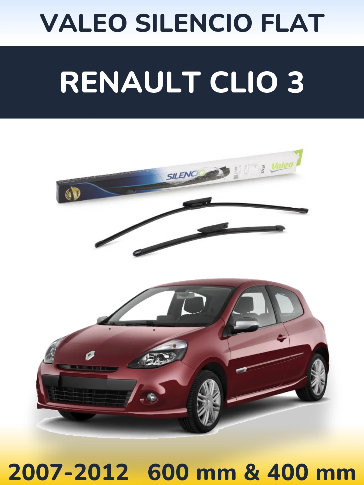 Torkarblad Valeo Silencio Flat för Renault Clio 3
