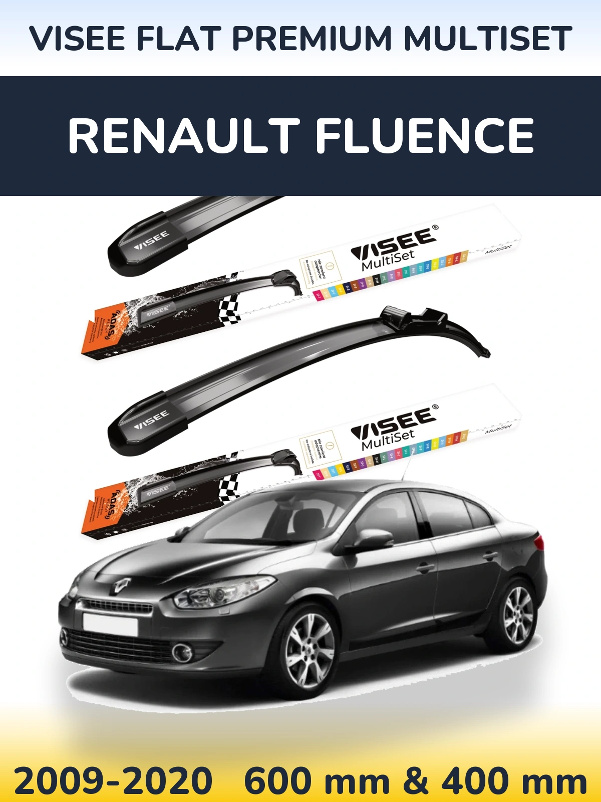 Torkarblad VISEE FLAT PREMIUM MultiSet för Renault Fluence