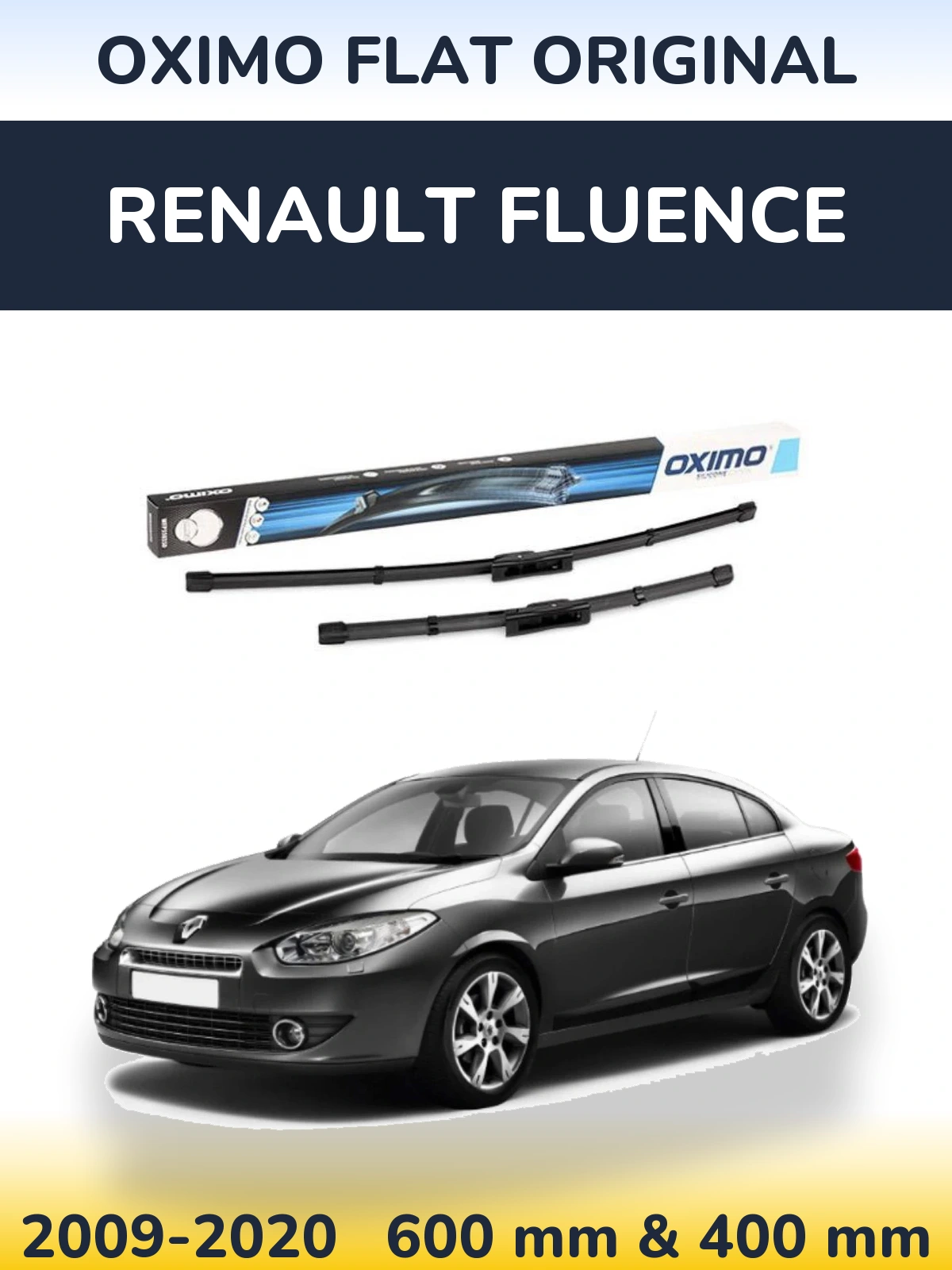 Комплект передних дворников Oximo Flat Original 600 & 400 мм для Renault Fluence 2009-2020